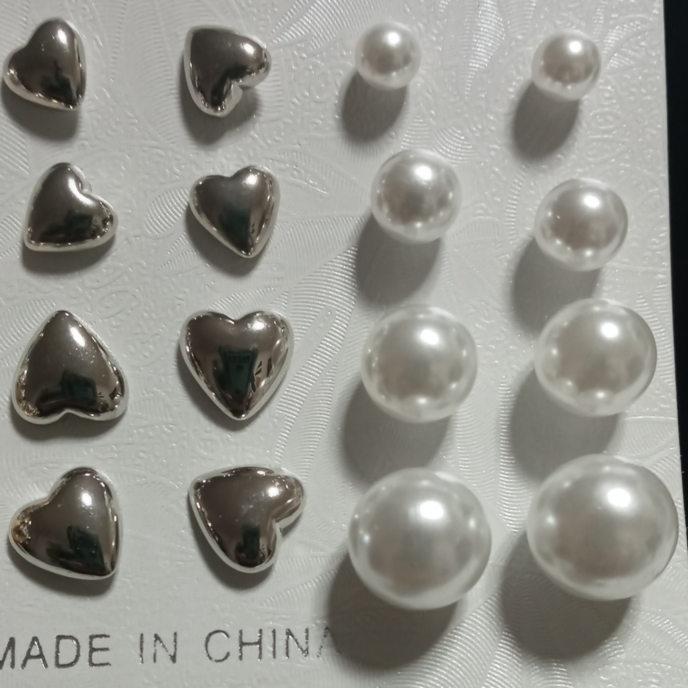 Silver and White Earring Set - Picture 3 of 4